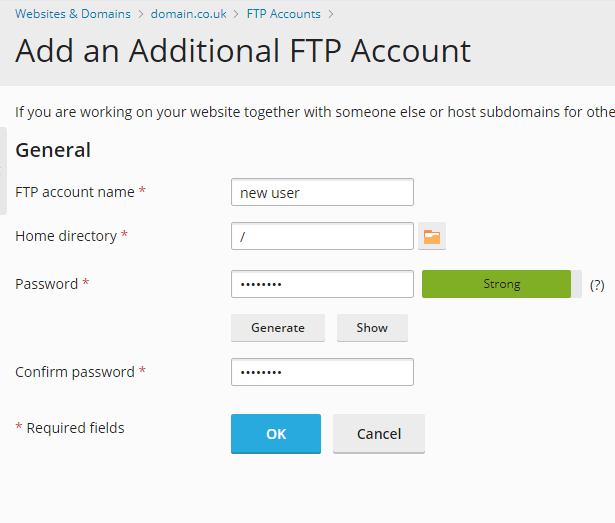Configure additional accounts Plesk