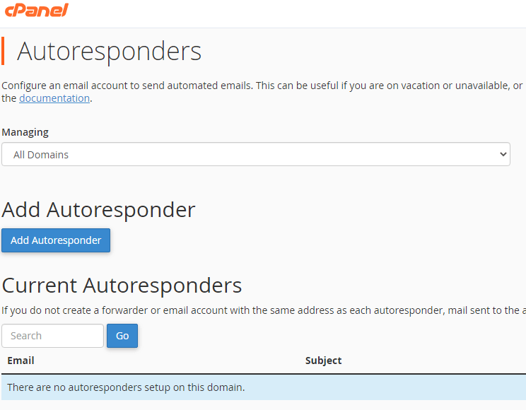 Add autoresponder cPanel