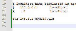 Host entry for domain.tld to our server ip