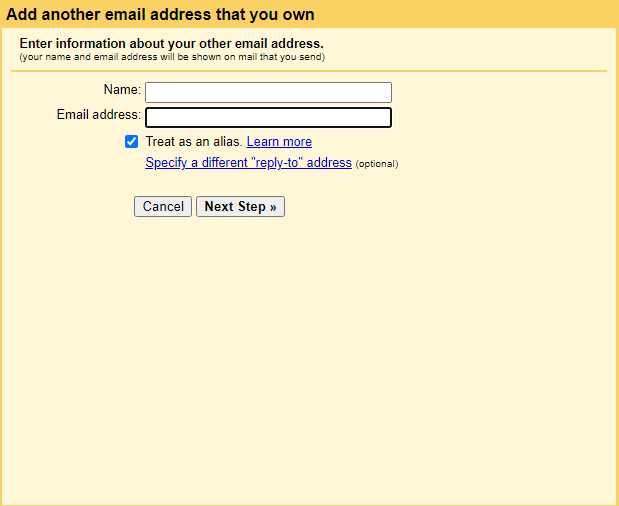 Enter the SMTP configuration details for the email address. 