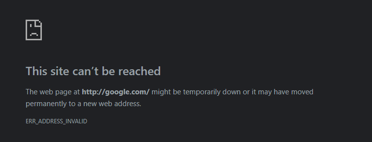 Example showing google.com blocked using the hosts file