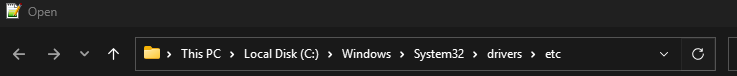 The /etc/ folder path in Windows