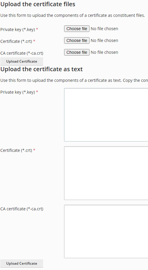 Plesk upload SSL/TLS certificate 