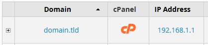 Server IP shown in WHM