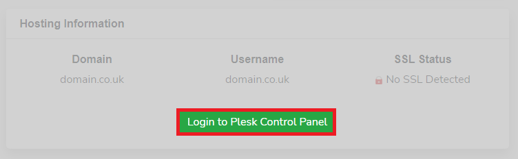 Plesk login shortcut