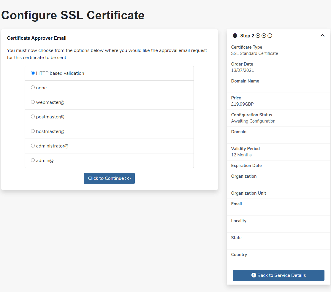 configure ssl validation method