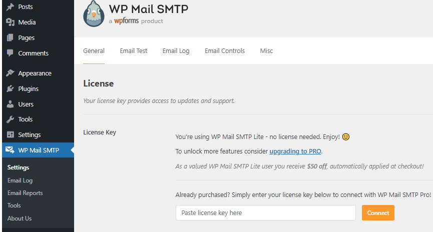 WP Mail SMTP Settings