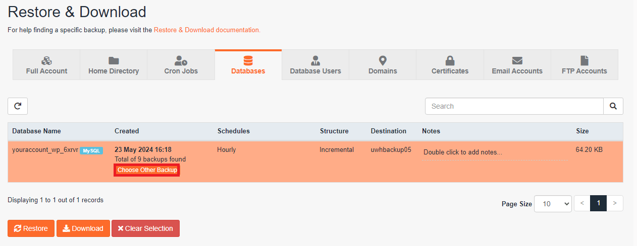 Change Database Backup Date