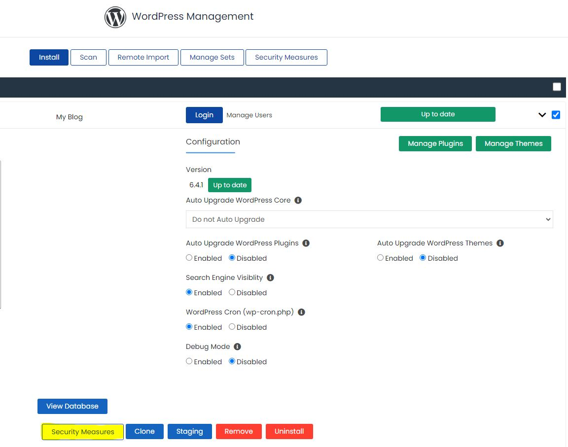 Softaculous WordPress Management