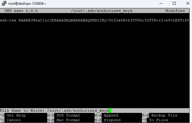 SSH Key in authorized_keys