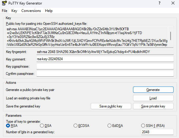 PuTTYgen Key