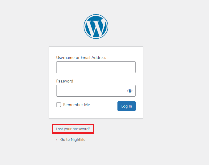 WordPress Admin Login Page