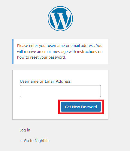 WordPress admin page reset admin password