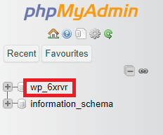 Database shown in phpMyAdmin