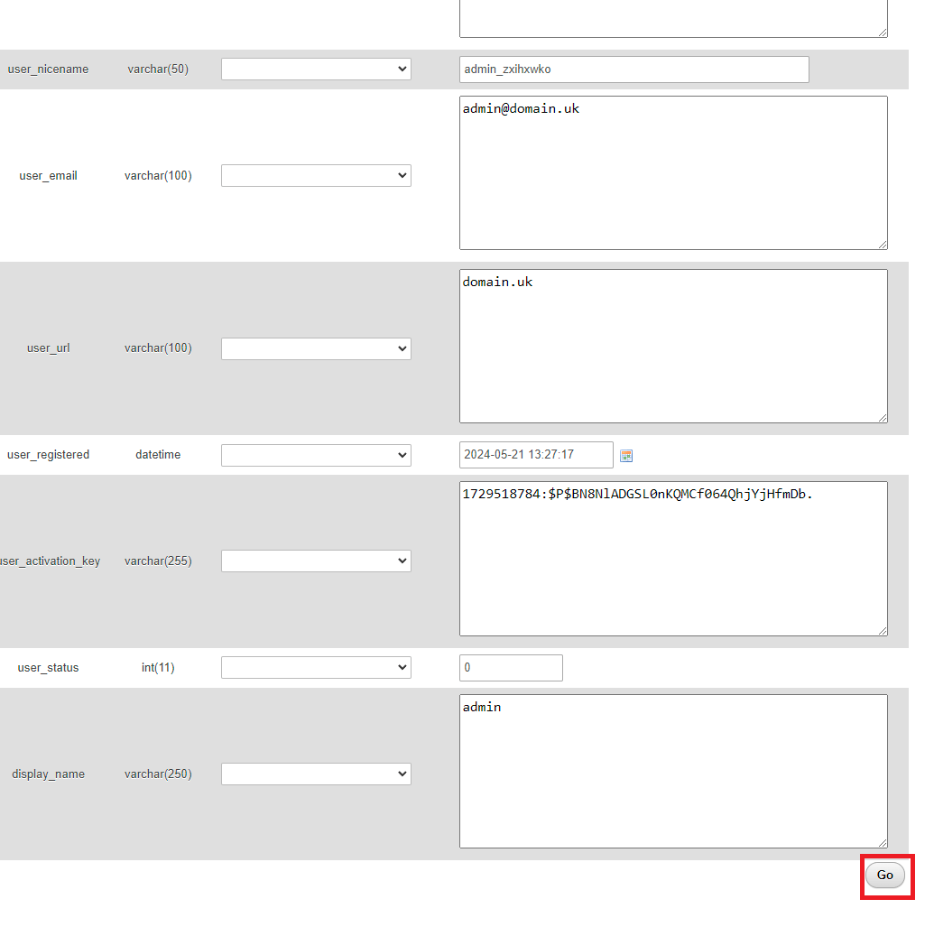 Apply phpMyAdmin changes