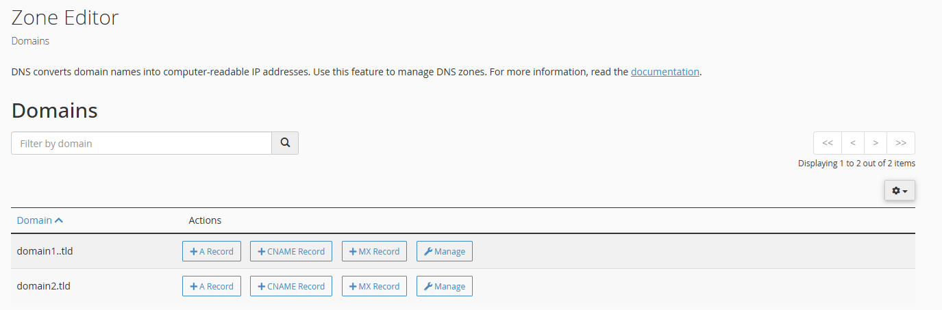 Domains in Zone Editor