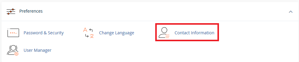 contact details in cpanel