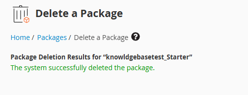 Confirmed package deletion in WHM