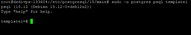 Postgres connection shown in PuTTY Window