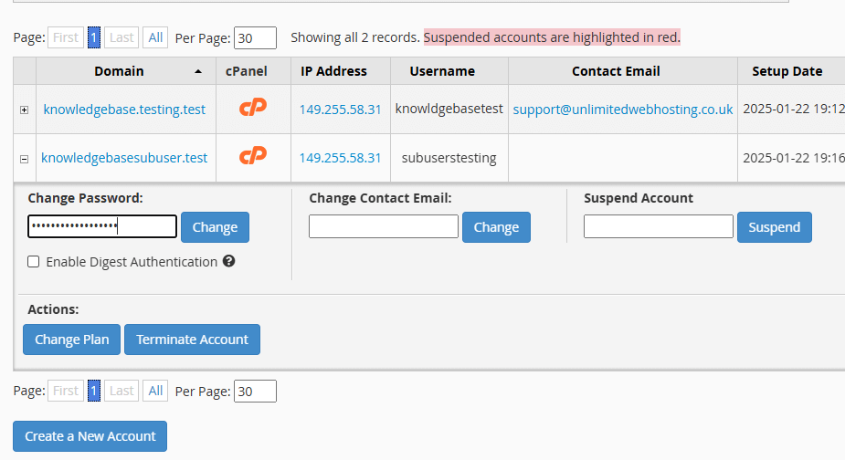 Change cPanel Password