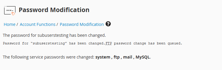 Successful Password change