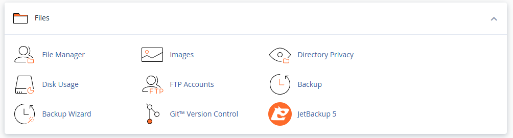 files section in cPanel