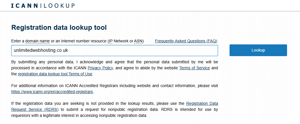 ICANN WHOIS search