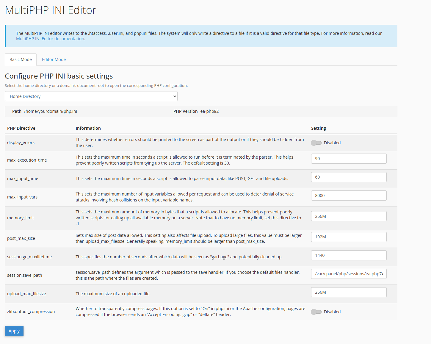 Multi PHP INI Editor