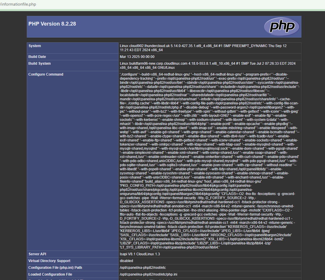 PHP Information for your domain. 