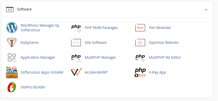cPanel Software Section