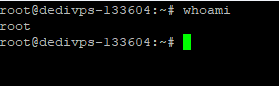 Output of the whoami command shown in a terminal window