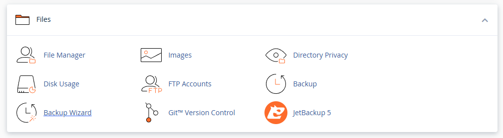 Files section in cPanel