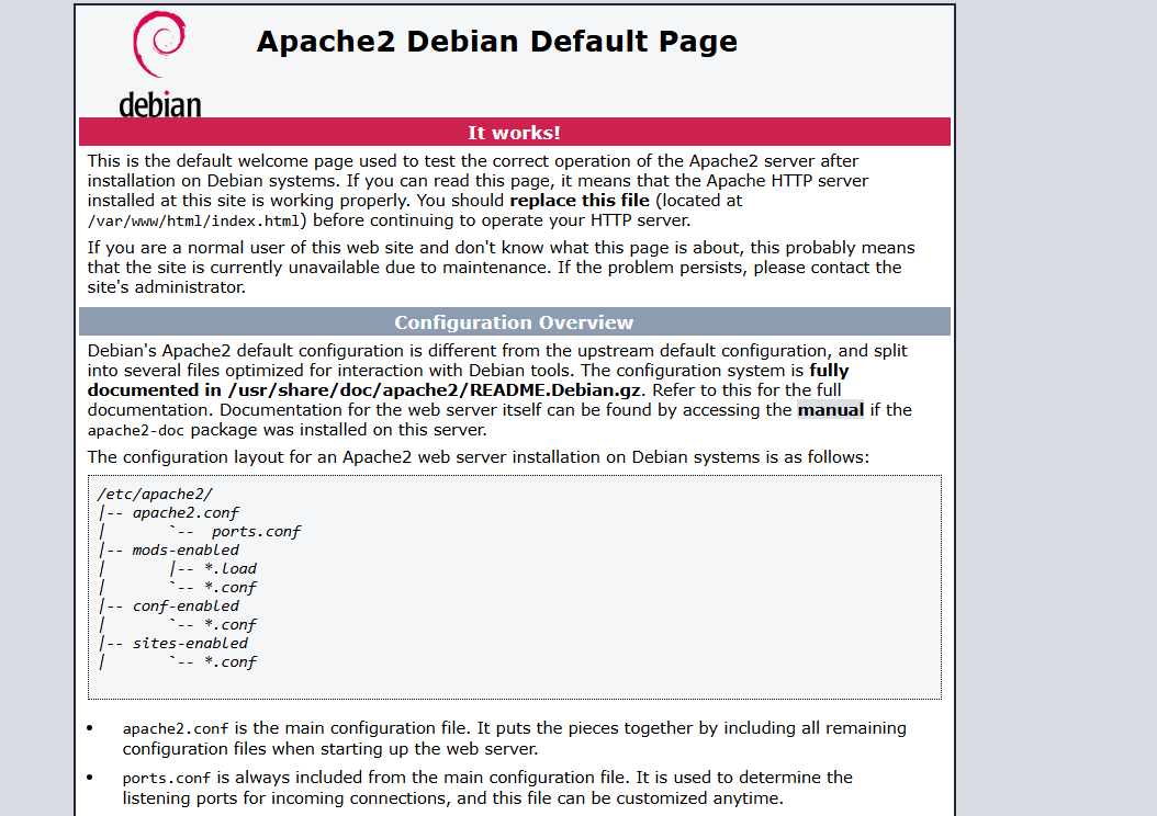 Default Apache Page in Debian 12