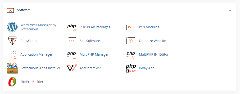 Software Section Shown in cPanel