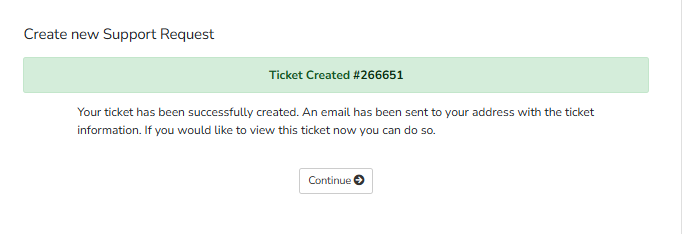 Unlimited Web Hosting ticket submitted