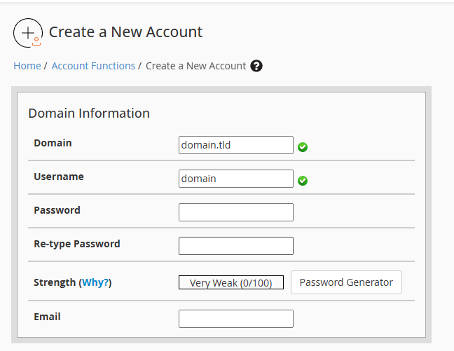 Enter primary domain for your account