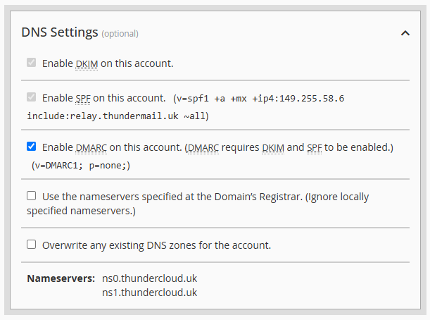WHM DNS Settings