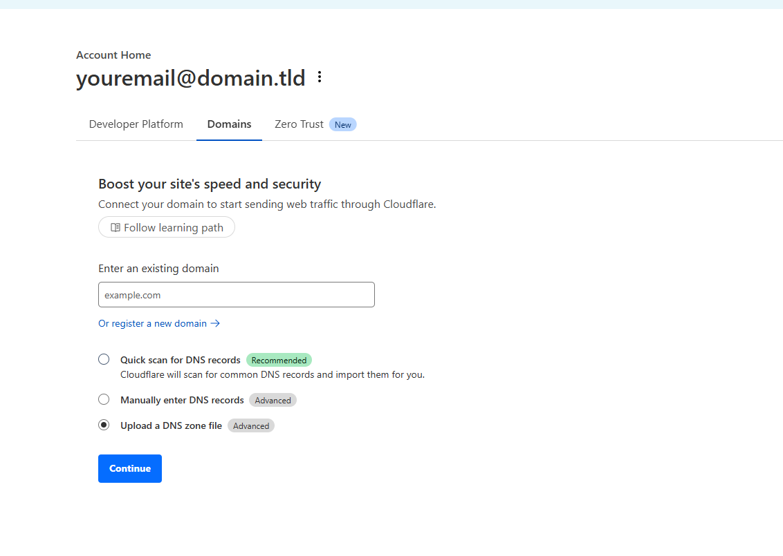 Add domain to Cloudflare