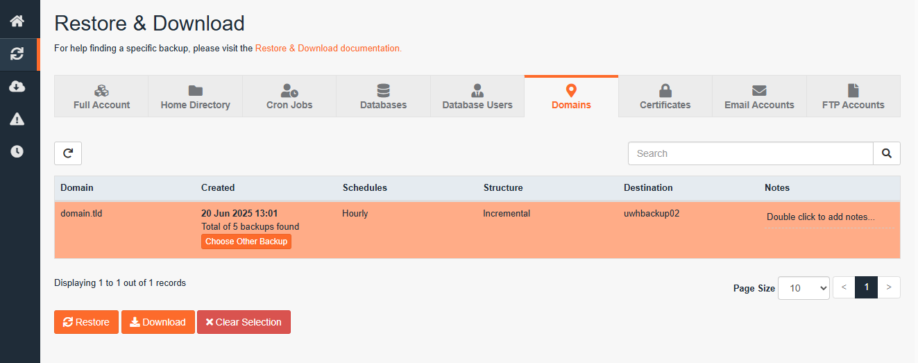 Domains in JetBackup 5 