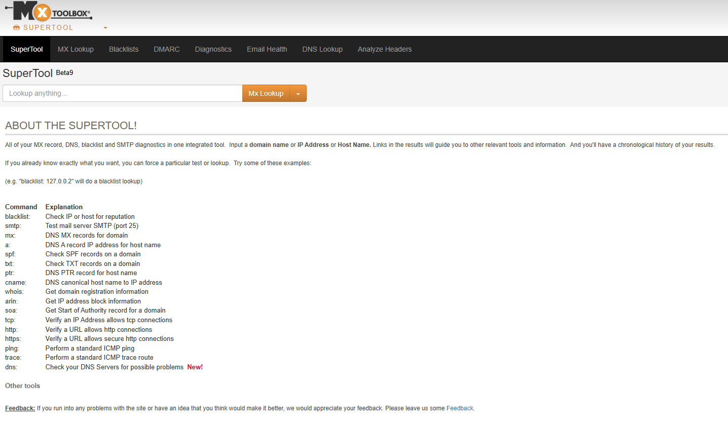 MX Toolbox SuperTool Page