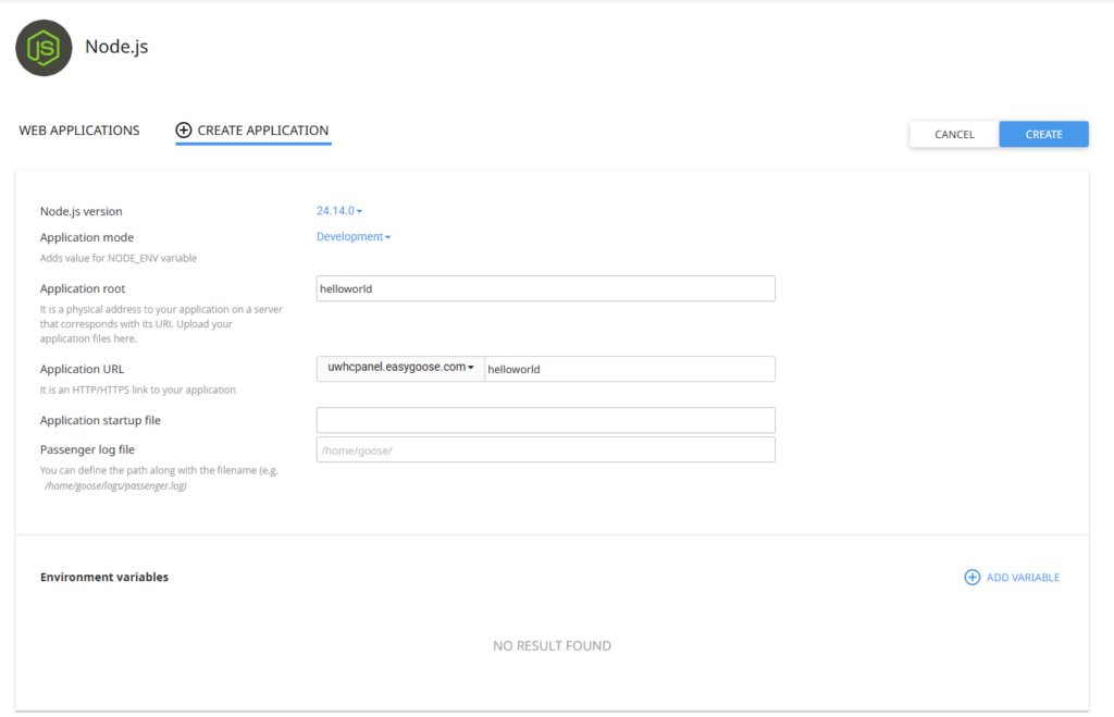 Create Node.js Application