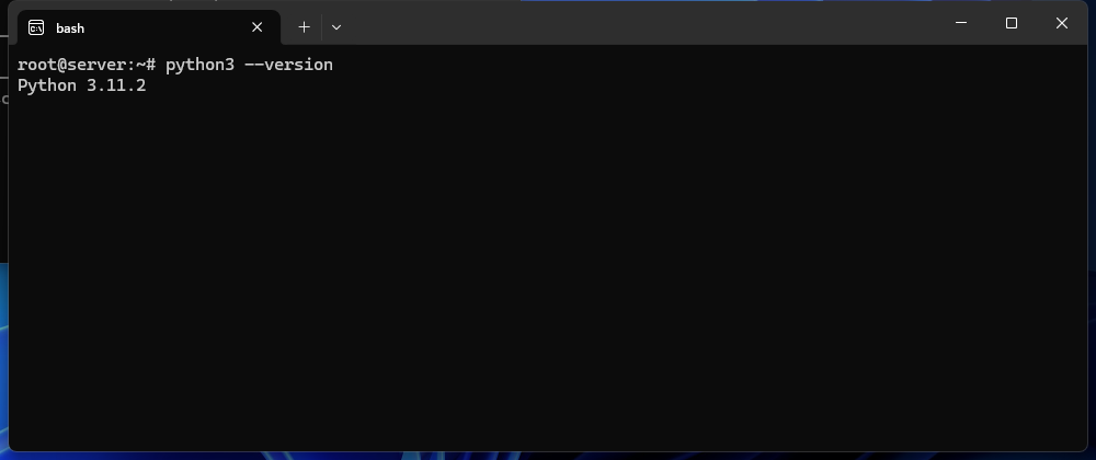 Terminal window showing the output of python3 --version on Debian 12